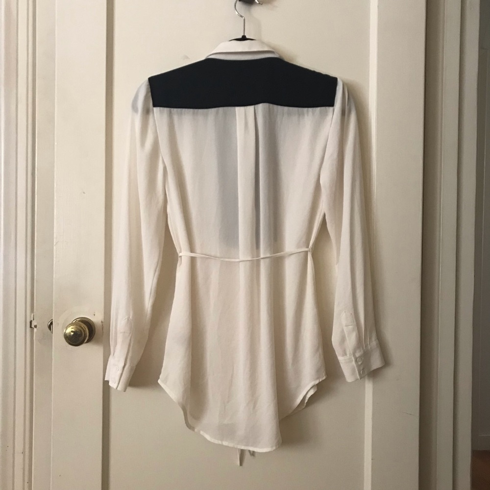 Anthropologie Mauve Colorblock Button Blouse - image 4